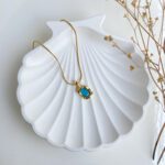 Anti-tarnish trendy delicate ocean gem necklace – minimal waterproof jewellery for women.