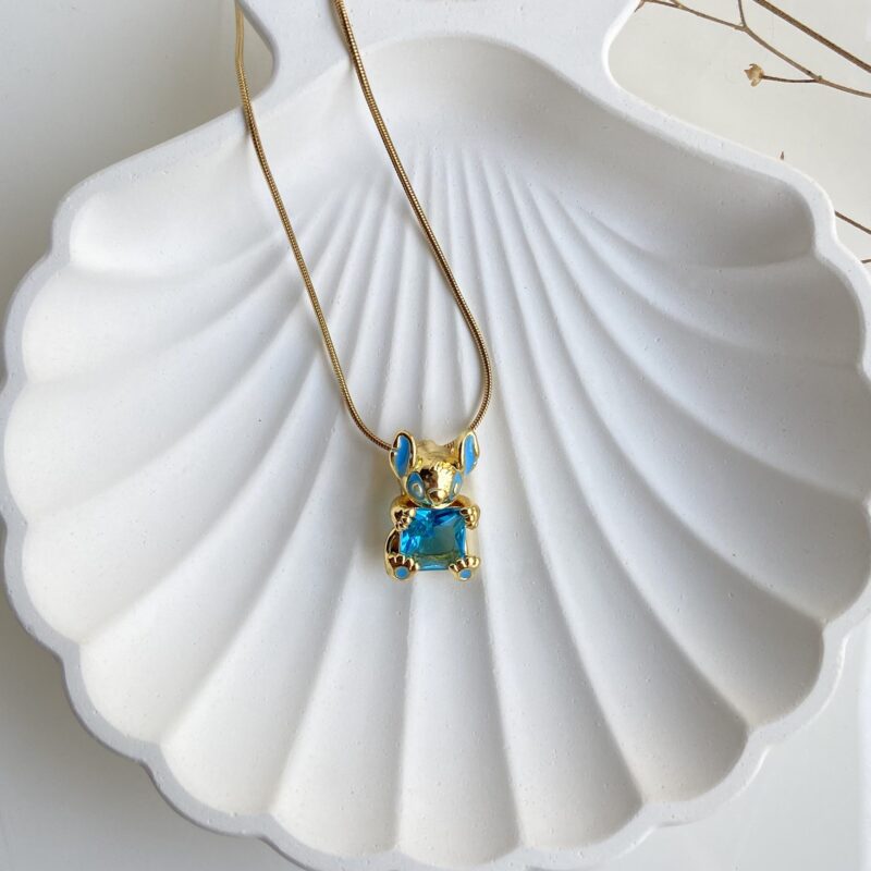 Anti-tarnish trendy labubu pendant necklace – cute waterproof jewellery for women.