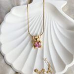 Anti-tarnish trendy labubu pendant necklace – cute waterproof jewellery for women.