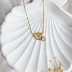 Anti-tarnish twin hearts pendant necklace – minimal waterproof jewellery for women.