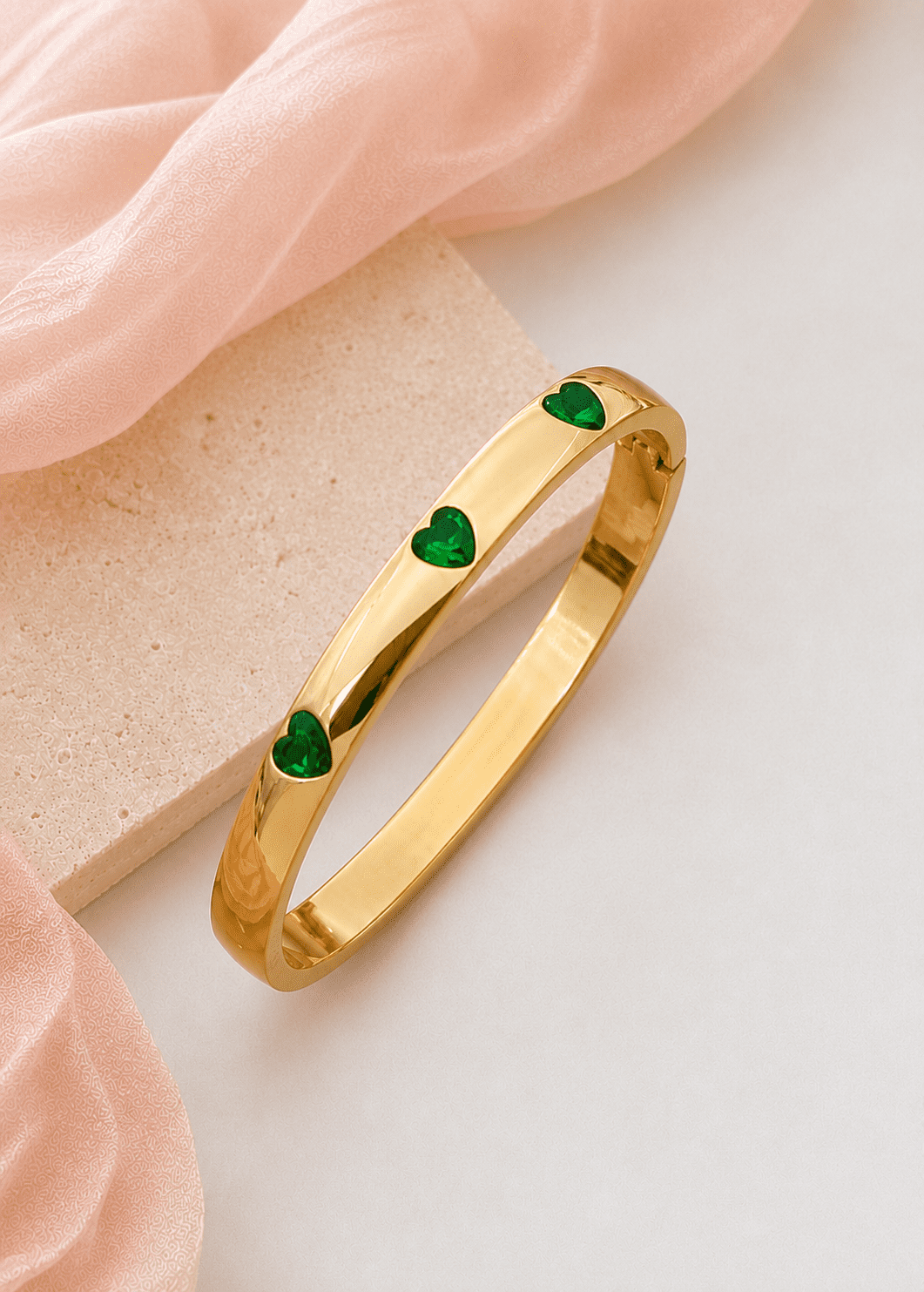 Green Heart Studded Kada Bracelet 2