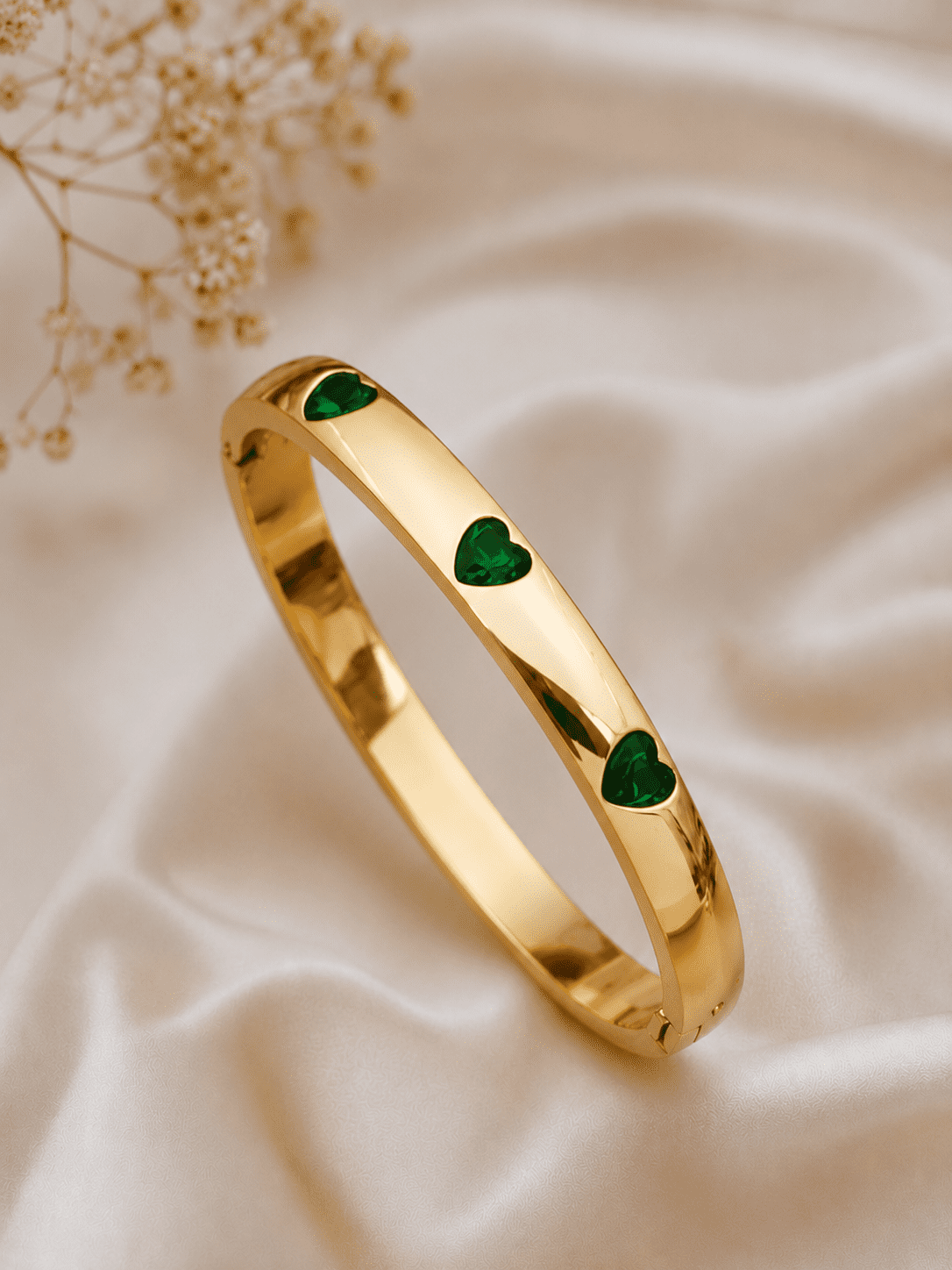 Green Heart Studded Kada Bracelet