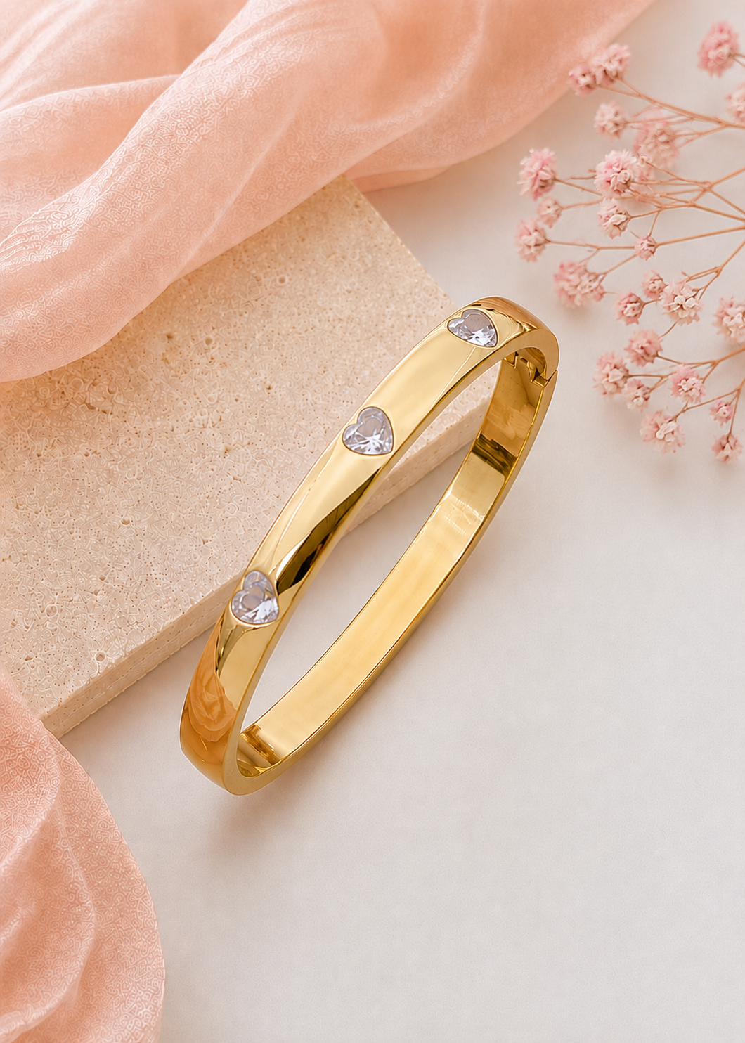White Heart Studded Kada Bracelet 2