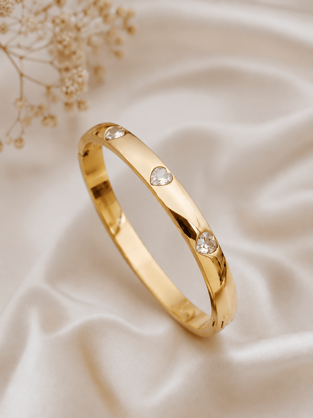 White Heart Studded Kada Bracelet