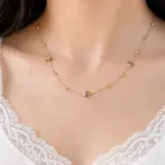 Minimal Tulip Charm Necklace - Pink-Green
