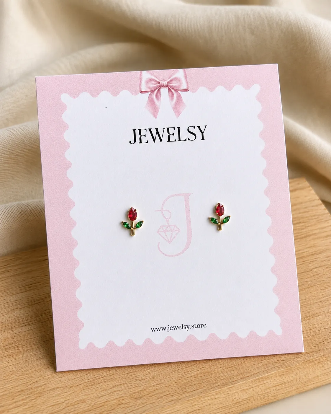 Tulip Ball Back Stud - Red
